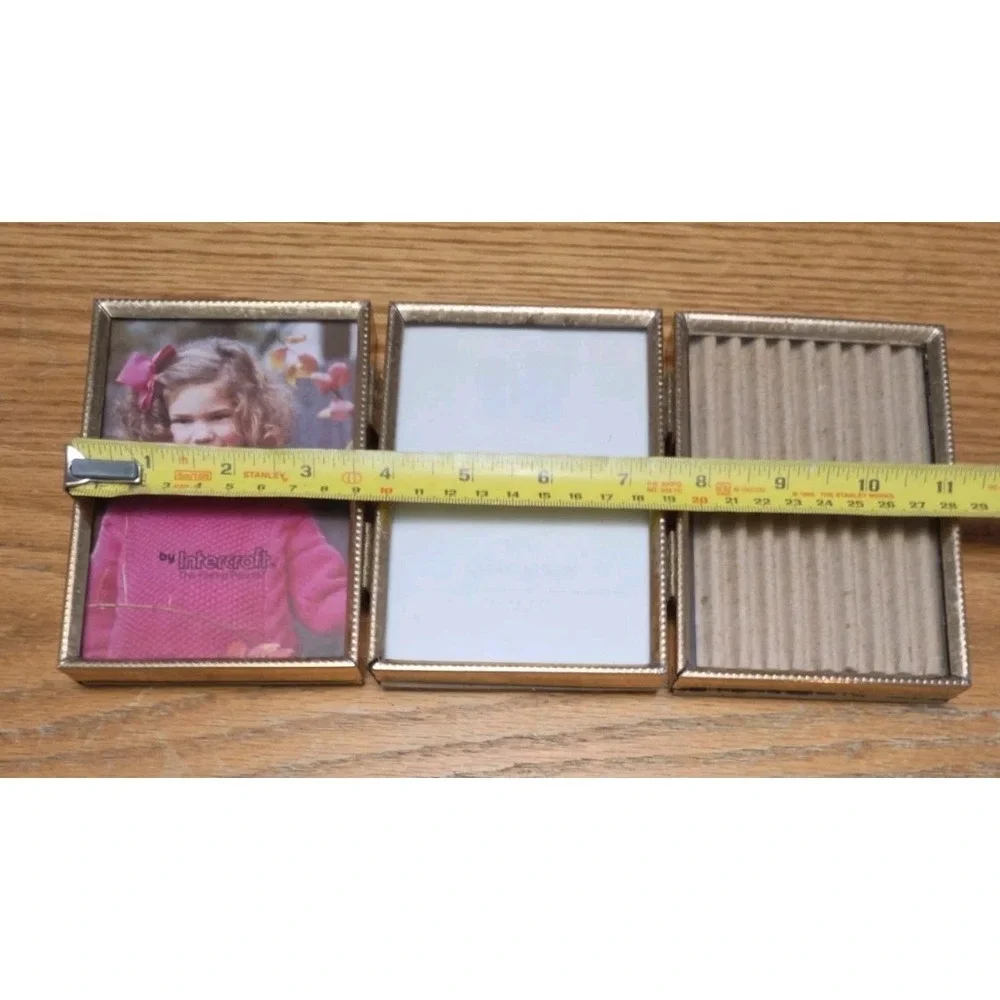 Vintage Mixed Picture Frame Lot MCM Tri-fold Bi-fold & 2- Singles Cottagecore